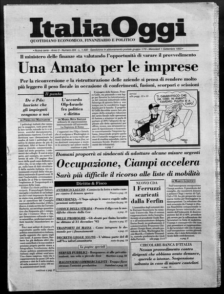 Italia oggi : quotidiano di economia finanza e politica